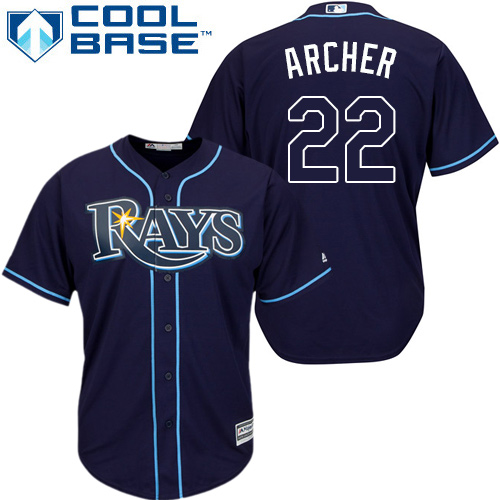 Rays #22 Chris Archer Dark Blue Cool Base Stitched Youth MLB Jersey